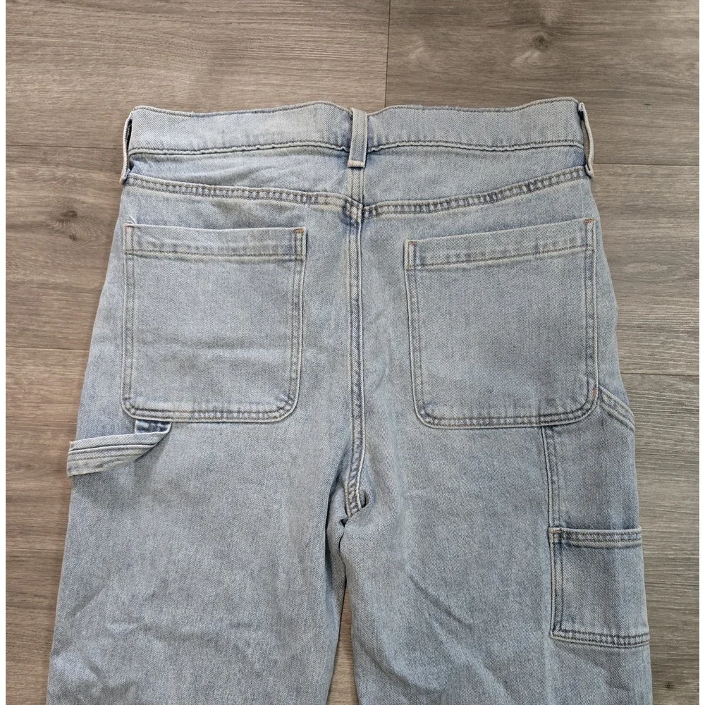 Hollister Baggy Carpenter Jeans 31 x 30 Light Wash Blue Relaxed Straight Denim